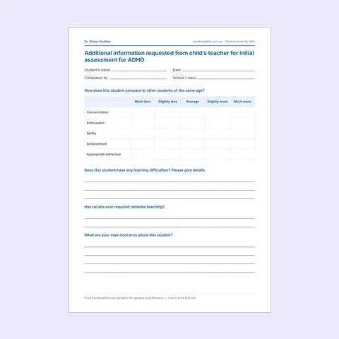First page of the teacher information request PDF