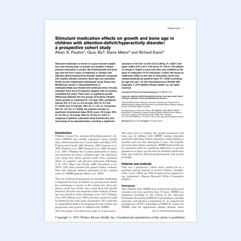 First page of the growth and bone age paper PDF