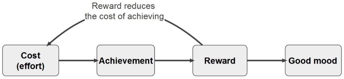 Schematic representation of the achievement and reward sequence